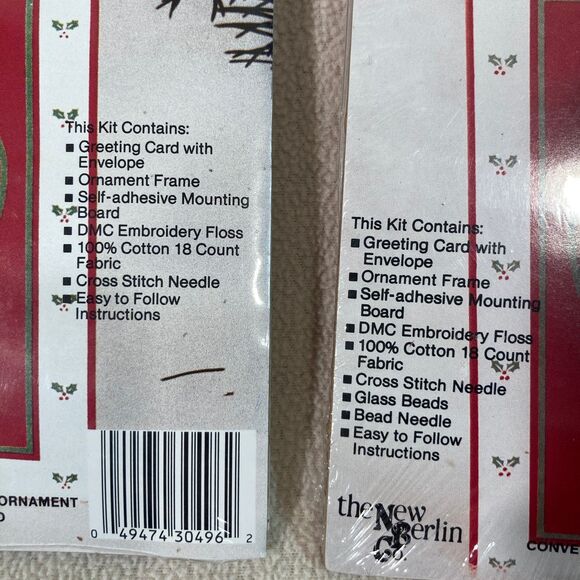 New Berlin Set of 2 Greeting Card Convert to Christmas Ornament Cross Stitch Kit - Picture 3 of 4